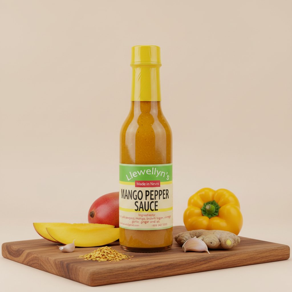Llewellyn's Hot Pepper & Thyme Sauce, made in Rawlins Village, Nevis. Bellyful editorial.