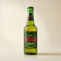 Stag Lager bottle on a bone studio surface