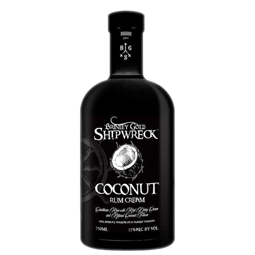 Brinley Gold Shipwreck Coconut Rum Cream - black bottle, 750ml, 15% ABV, St. Kitts